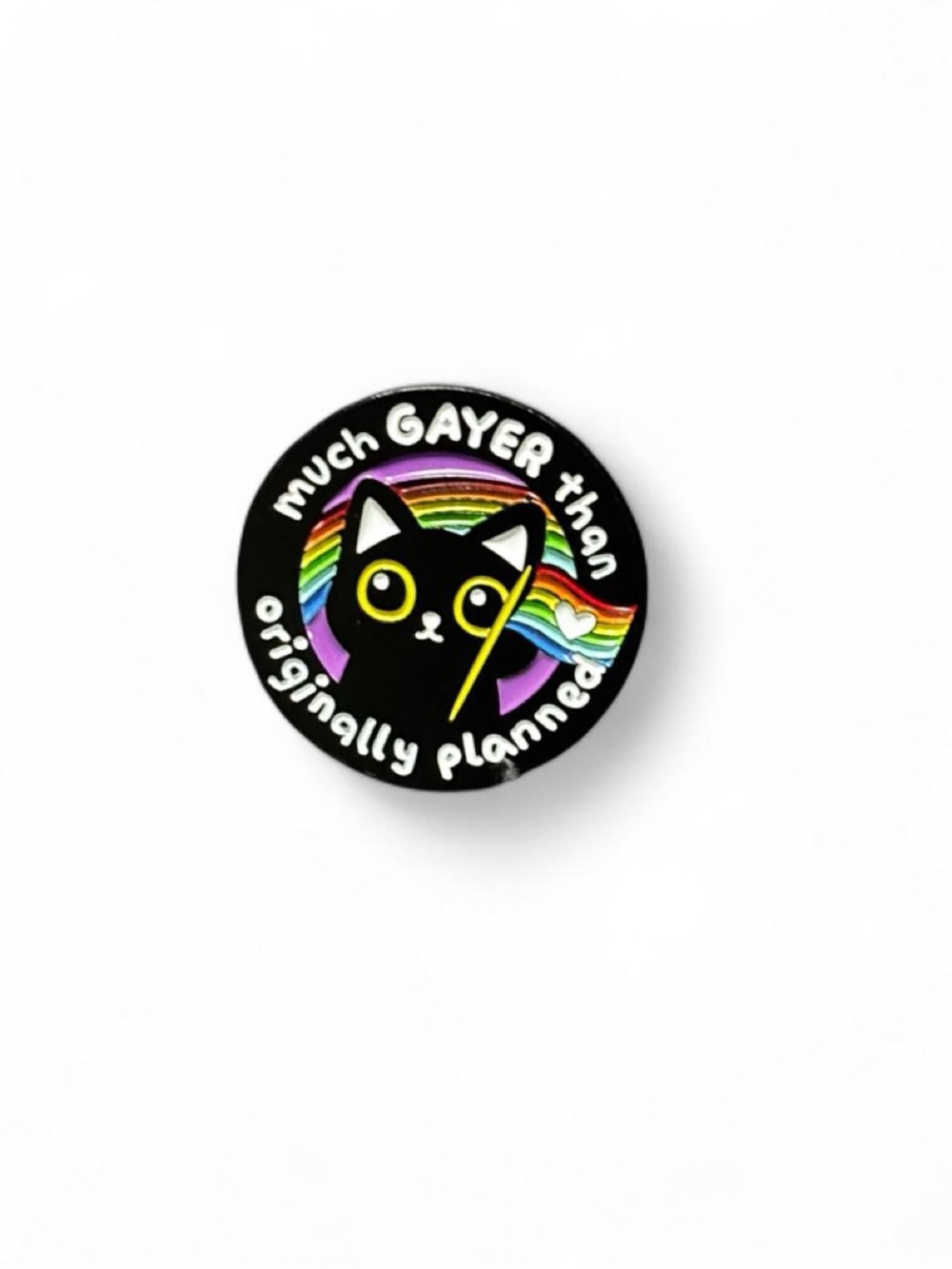 Black Cat Rainbow Enamel Pin Much Gayer Than Originally Planned